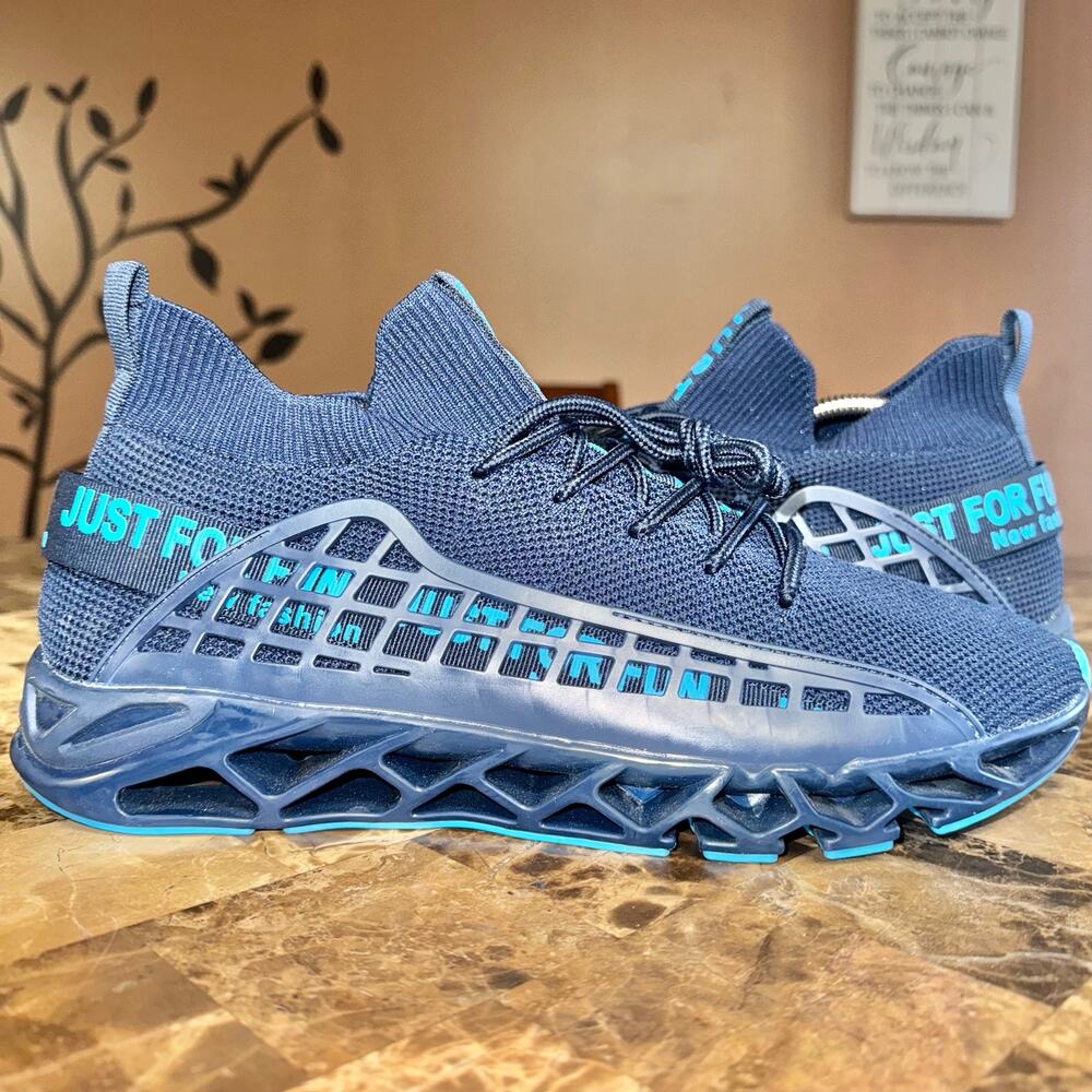 MUOU Men's Fashion Sneakers Blade Running Sports Non Slip Walking Shoes Blue